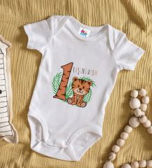 BK Kids 1 Yaşındayım Tasarımlı Beyaz Bebek Body Zıbın-2
