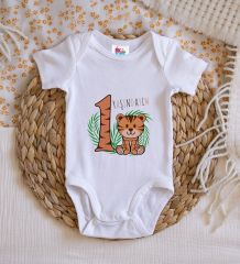 BK Kids 1 Yaşındayım Tasarımlı Beyaz Bebek Body Zıbın-2
