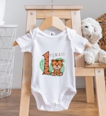 BK Kids 1 Yaşındayım Tasarımlı Beyaz Bebek Body Zıbın-2