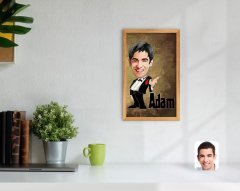 Kişiye Özel Adam Karikatürlü Dekoratif Retro Ahşap Tablo-1