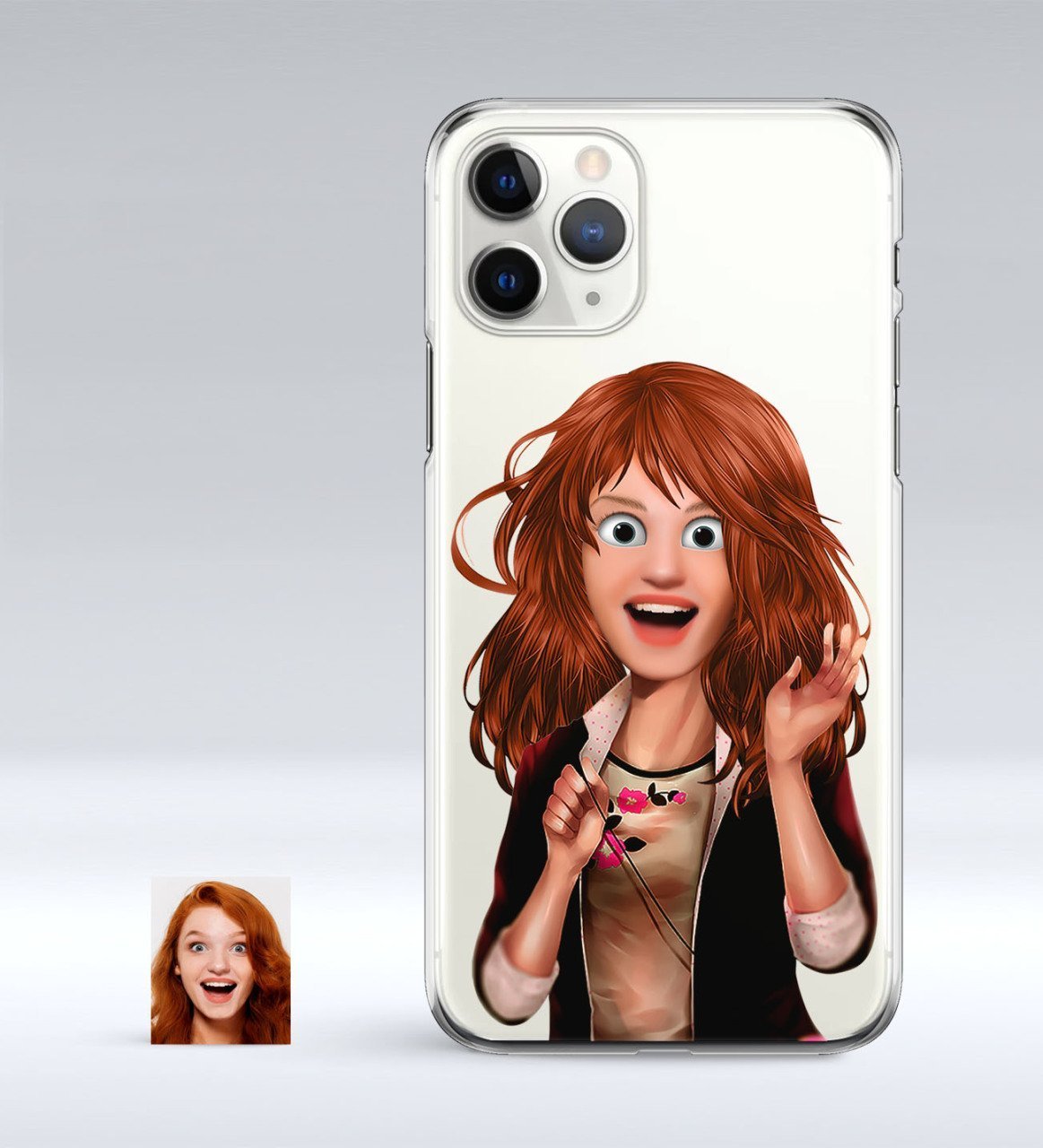 Kişiye Özel Kadın Animasyon Karikatürlü iPhone 11 Pro İnce Şeffaf Silikon Telefon Kapağı-8