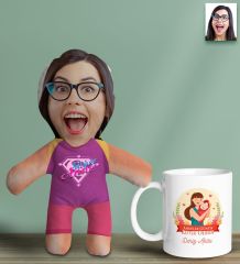 BK Gift Kişiye Özel İsimli Pembe Anne Bebek Yastık ve Kupa Bardak Hediye Seti-1, Anneye Hediye, Anneler Günü Hediyeleri