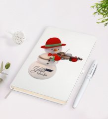 Kişiye Özel Mutlu Yıllar Tasarımlı Beyaz Defter ve Kalem Seti - 3