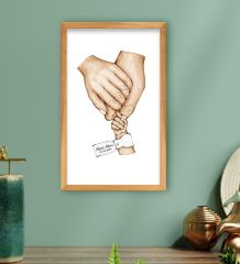 BK Gift Kişiye Özel Renkli El Ele Tutuşan Aile Tasarımlı Ahşap Çerçeveli Tablo-7 40x25cm, Anneye Hediye, Aile Hediyesi