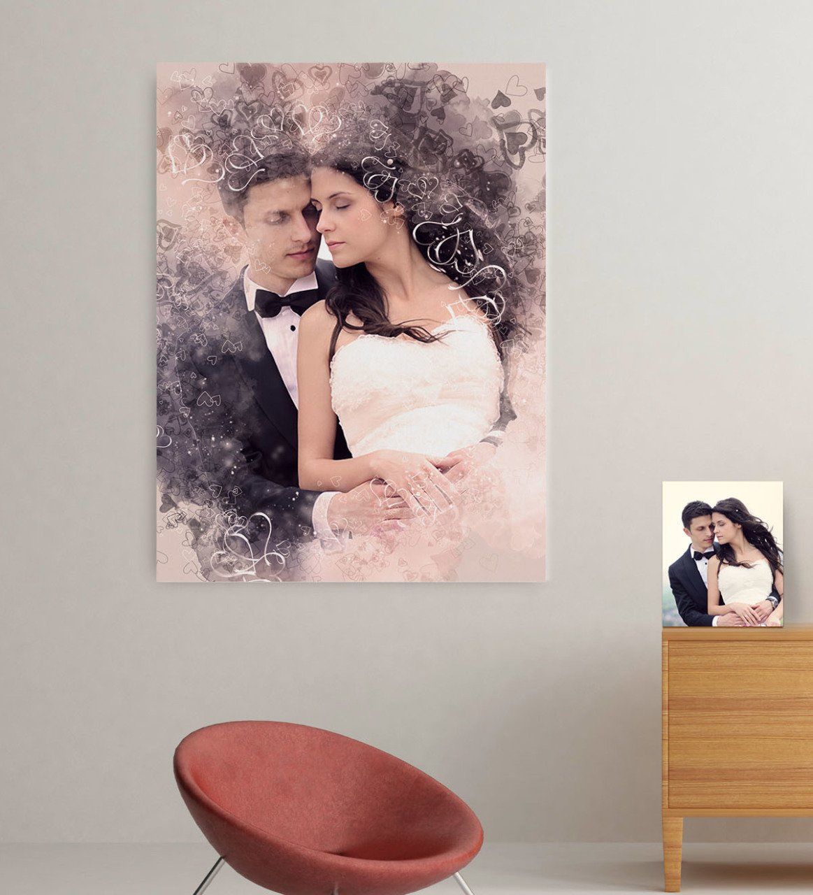 Kişiye Özel Gelin Damat Evlilik Hatırası Kanvas Tablo (70 x 100 cm.) 8