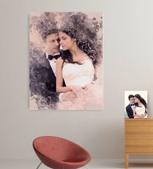 Kişiye Özel Gelin Damat Evlilik Hatırası Kanvas Tablo (70 x 100 cm.) 8