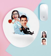 Kişiye Özel Evleniyoruz Karikatürlü Bilek Destekli Mouse Pad-2