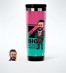 Kişiye Özel Bay Big Boss Karikatürlü Çelik Termos Bardak - 1