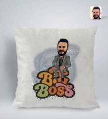 Kişiye Özel Erkek Big Boss Karikatürlü Kare Araç Koltuk Yastığı-3