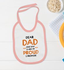 BK Kids Dear Dad Tasarımlı Pembe Bebek Body Zıbın ve Mama Önlüğü Hediye Seti-1