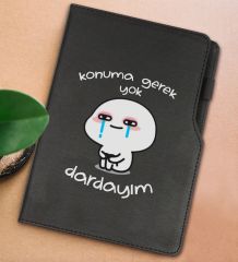 BK Gift Dardayım Tasarımlı Siyah Termo Deri Not Defteri 15x21cm-1