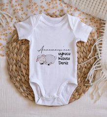 BK Kids İsimli Anneannesi'nin Uykucu Kuzusu Tasarımlı Bebek Body Zıbın - Model 1