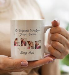 BK Gift Kişiye Özel Fotoğraflı Pembe Anne Bebek Yastık ve Kupa Bardak Hediye Seti, Anneye Hediye, Anneler Günü Hediyeleri