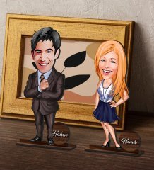 BK Gift Kişiye Özel Sevgili Karikatürlü Ahşap Biblo Seti Model-4