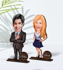 BK Gift Kişiye Özel Sevgili Karikatürlü Ahşap Biblo Seti Model-4