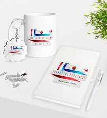 Kişiye Özel Fransızca Öğretmeni Kupa Anahtarlık Beyaz Defter Kalem Hediye Seti-2