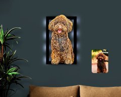 Kişiye Özel Tam Boy Köpek Karikatürlü 3D Led Işıklı Ahşap Tablo-1