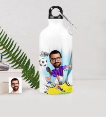 Kişiye Özel Bay Futbolcu Bordo Mavi Karikatürlü Metal Suluk (500 ml.) 1