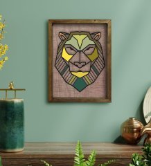 BK Home Aslan Tasarımlı Doğal Masif Ahşap Çerçeveli Tablo 45x65cm-1
