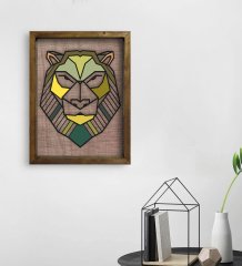 BK Home Aslan Tasarımlı Doğal Masif Ahşap Çerçeveli Tablo 45x65cm-1