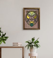 BK Home Aslan Tasarımlı Doğal Masif Ahşap Çerçeveli Tablo 45x65cm-1