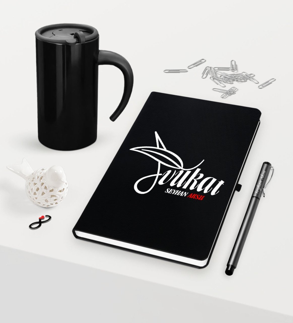 Kişiye Özel Avukat Temalı Siyah Defter Kalem ve Termos Mug Seti  - 9