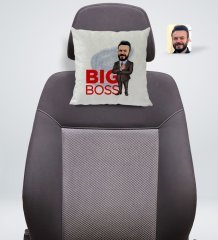 Kişiye Özel Erkek Big Boss Karikatürlü Kare Araç Koltuk Yastığı-2