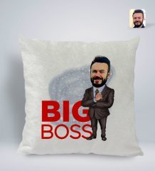 Kişiye Özel Erkek Big Boss Karikatürlü Kare Araç Koltuk Yastığı-2