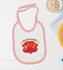 BK Kids My Hero Dad Tasarımlı Pembe Bebek Body Zıbın ve Mama Önlüğü Hediye Seti-1