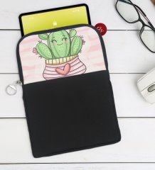 BK Gift Kaktüs Tasarımlı Taşınabilir Koruyucu Tablet Kılıfı & Organizer Çanta - Siyah-1