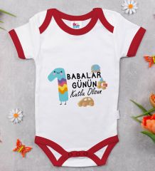 BK Kids İlk Babalar Günü Tasarımlı Kırmızı Bebek Body Zıbın-4