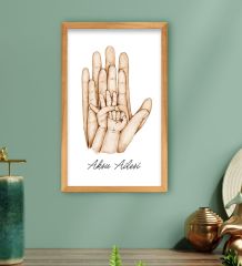 BK Gift Kişiye Özel Renkli El Ele Tutuşan Aile Tasarımlı Ahşap Çerçeveli Tablo-6 40x25cm, Anneye Hediye, Aile Hediyesi