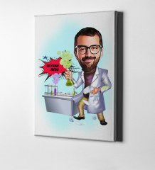 Kişiye Özel Bay Kimya Mühendisi Karikatür Kanvas Tablo (50 x 70 cm.) 1