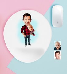 Kişiye Özel Baba Oğul Karikatürlü Bilek Destekli Mouse Pad-3