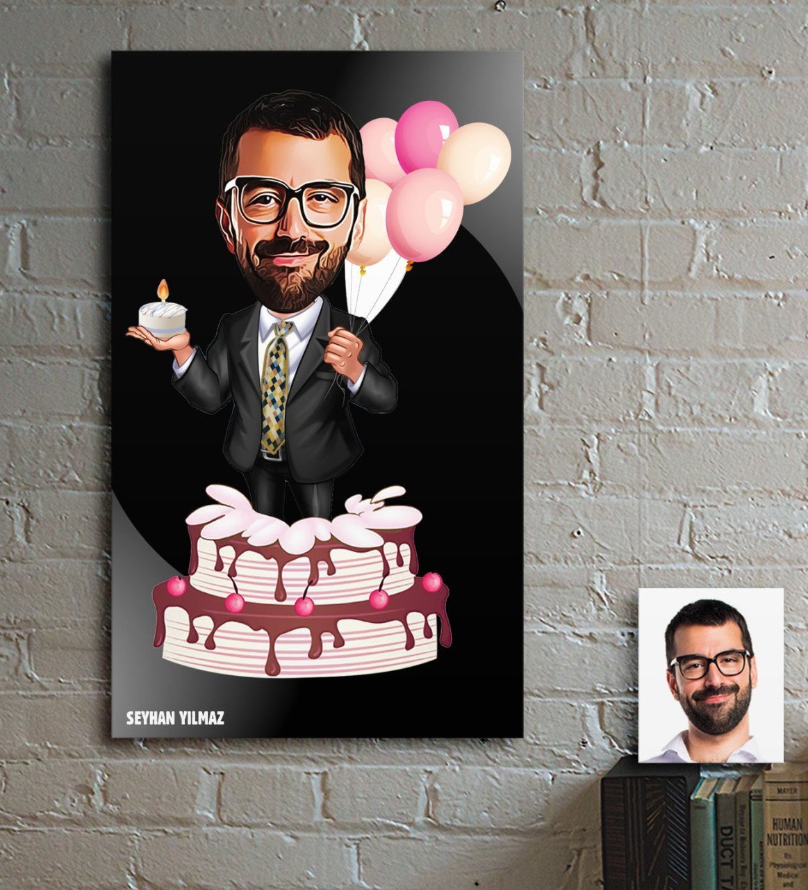 Kişiye Özel Bay Doğum Günü Karikatür Ahşap Tablo - 1