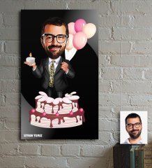 Kişiye Özel Bay Doğum Günü Karikatür Ahşap Tablo - 1