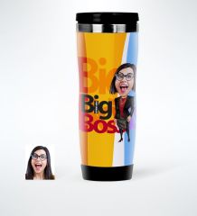 Kişiye Özel Bayan Big Boss Karikatürlü Çelik Termos Bardak - 2