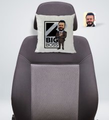 Kişiye Özel Erkek Big Boss Karikatürlü Kare Araç Koltuk Yastığı-1