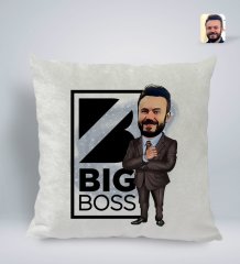 Kişiye Özel Erkek Big Boss Karikatürlü Kare Araç Koltuk Yastığı-1