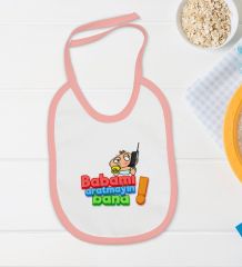 BK Kids Babamı Aratmayın Bana Tasarımlı Pembe Bebek Body Zıbın ve Mama Önlüğü Hediye Seti-1