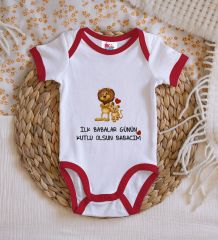 BK Kids İlk Babalar Günü Tasarımlı Kırmızı Bebek Body Zıbın-3