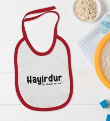 BK Kids Hayirdur Tasarımlı Kırmızı Bebek Mama Önlüğü-1