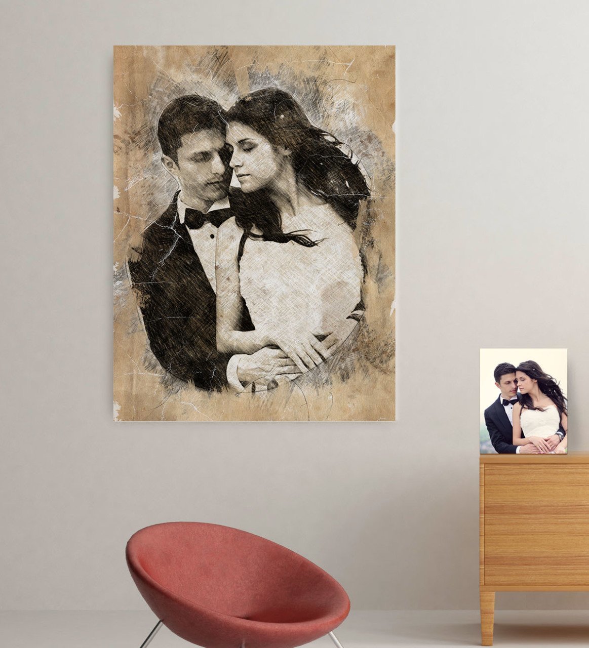 Kişiye Özel Gelin Damat Evlilik Hatırası Kanvas Tablo (70 x 100 cm.) 5