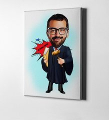 Kişiye Özel Bay Hakim Karikatür Kanvas Tablo (50 x 70 cm.) 1