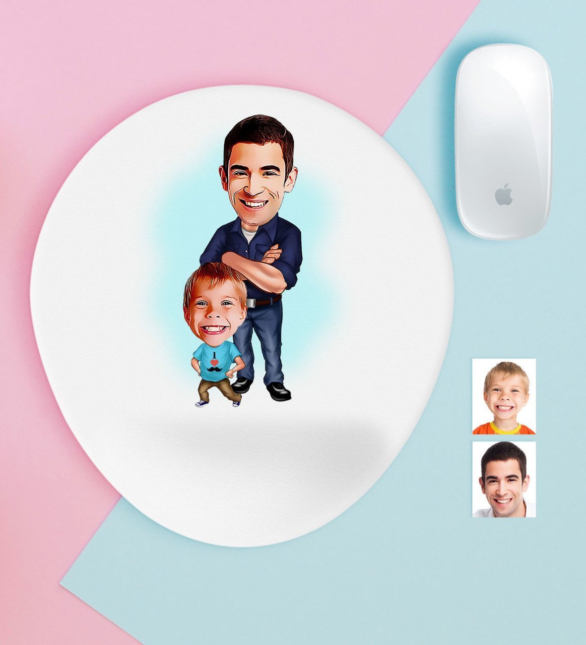 Kişiye Özel Baba Oğul Karikatürlü Bilek Destekli Mouse Pad-2