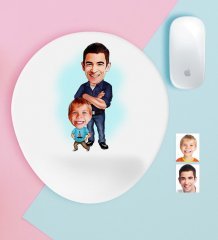 Kişiye Özel Baba Oğul Karikatürlü Bilek Destekli Mouse Pad-2