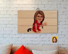 Kişiye Özel Kız Çocuk Karikatürlü Otantik Ahşap Palet Tablo-2