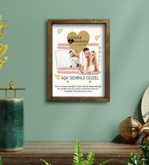 Kişiye Özel Fotoğraflı Mesajlı Doğal Masif Ahşap Çerçeveli Tablo 30x40cm-2