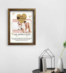 Kişiye Özel Fotoğraflı Mesajlı Doğal Masif Ahşap Çerçeveli Tablo 30x40cm-2
