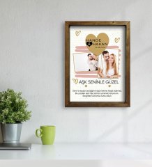 Kişiye Özel Fotoğraflı Mesajlı Doğal Masif Ahşap Çerçeveli Tablo 30x40cm-2